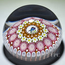 Miniature Michael Hunter Twists Studio 2024 Glass Art Paperweight Concentric Millefiori with Gouldian Finch Murrine