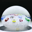 Perthshire 1981 Glass Art Paperweight Spaced Complex Millefiori on Upset White Muslin Ground PP11