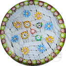 Perthshire 1989 Glass Art Paperweight Spaced Complex Millefiori on Upset White Muslin Lace Ground PP11