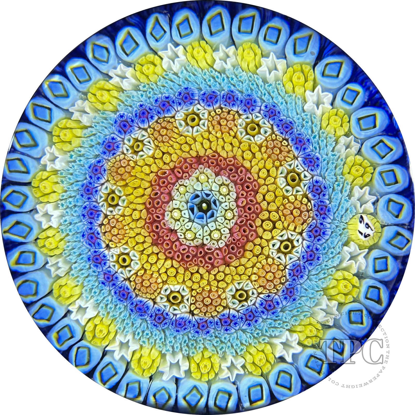 Baccarat 1969 Glass Art Paperweight Concentric Complex Millefiori