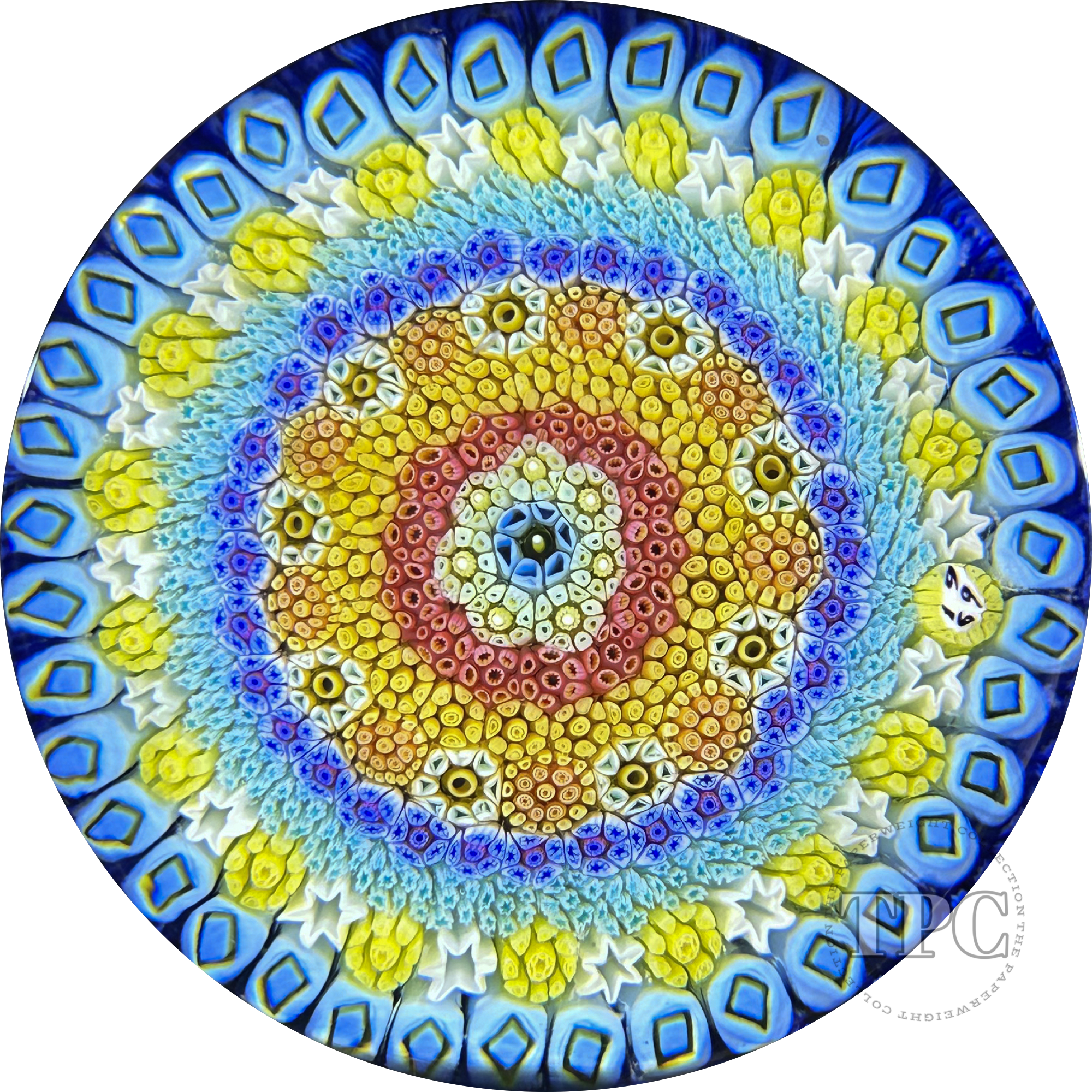 Baccarat 1969 Glass Art Paperweight Concentric Complex Millefiori