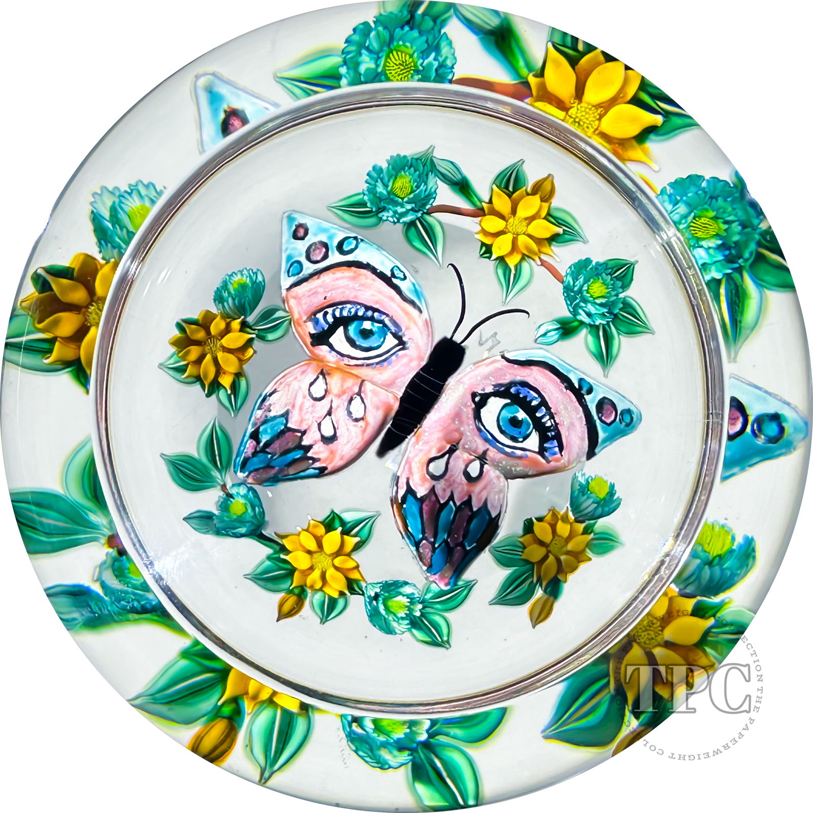 Richard Loesel x Renaud De Putter 2024 Glass Art Paperweight Hand-Painted Butterfly with Flamework Decoration