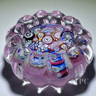 John Deacons Glass Art Paperweight Complex Millefiori Scramble on Lilac Ground