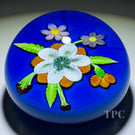Perthshire 1986 Glass Art Paperweight Flamework Large Bouquet on Blue