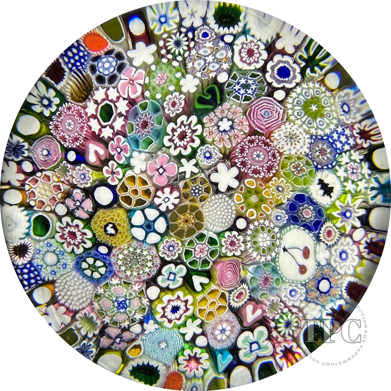 Damon MacNaught 2024 Magnum Glass Art Paperweight Closepack Complex Millefiori, Roses, silhouettes, Hearts & More