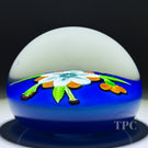 Perthshire 1986 Glass Art Paperweight Flamework Large Bouquet on Blue