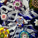 Perthshire 1969 Glass Art Paperweight Spaced Complex Millefiori on Blue PP11