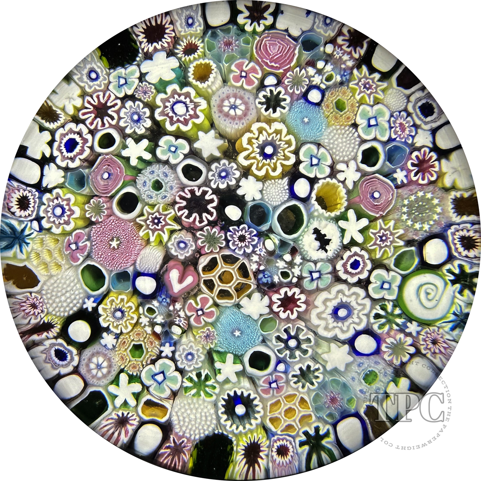 Damon MacNaught 2023 Magnum Glass Art Paperweight Closepack Complex Millefiori, Roses, Dogwood Blossoms, Hearts & More