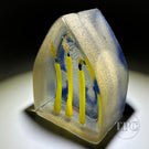 Stephanie Trenchard Encased Sand Cast Glass Art Sculpture Scouts Three Yellow Candles Against Flor-de-lis