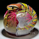 Michael Hunter 2023 Glass Art Paperweight Gold & Red Lizard