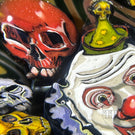Stephen Boehme 2023 Glass Art Marble Figural Murrine "Self Portrait" with Killer Clown & Rainbow Skulls