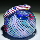 Michael Hunter 2025 Glass Art Paperweight Stripes w/ Stars Lizard Pastel Reticello Crown