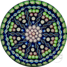 Perthshire Glass Art Paperweight Patterned Millefiori and Ribbon Twists on Blue PP31
