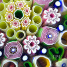 Damon MacNaught 2024 Glass Art Paperweight Concentric Complex Millefiori w/ Roses & Green Hearts