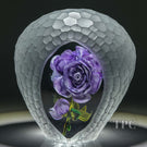 Melissa Ayotte 2023 Glass Art Paperweight Sculpture with Double-sided Flamework Purple Rose & Battuto Surface