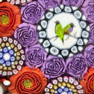 Miniature Michael Hunter Twists Studio 2024 Glass Art Paperweight Concentric Millefiori with Gouldian Finch Murrine