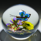 Ken Rosenfeld 2026 Glass Art Paperweight Flamework Hovering Butterfly with Wildflowers Flowers