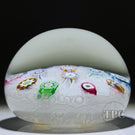 Perthshire 1982 Glass Art Paperweight Spaced Complex Millefiori on Upset White Muslin Lace Ground PP11