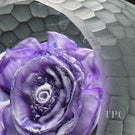 Melissa Ayotte 2023 Glass Art Paperweight Sculpture with Double-sided Flamework Purple Rose & Battuto Surface