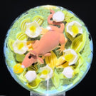 Clinton Smith 2023 Glass Art Marble Double Sided Flamework Blue Dancing Bear & Field Mouse