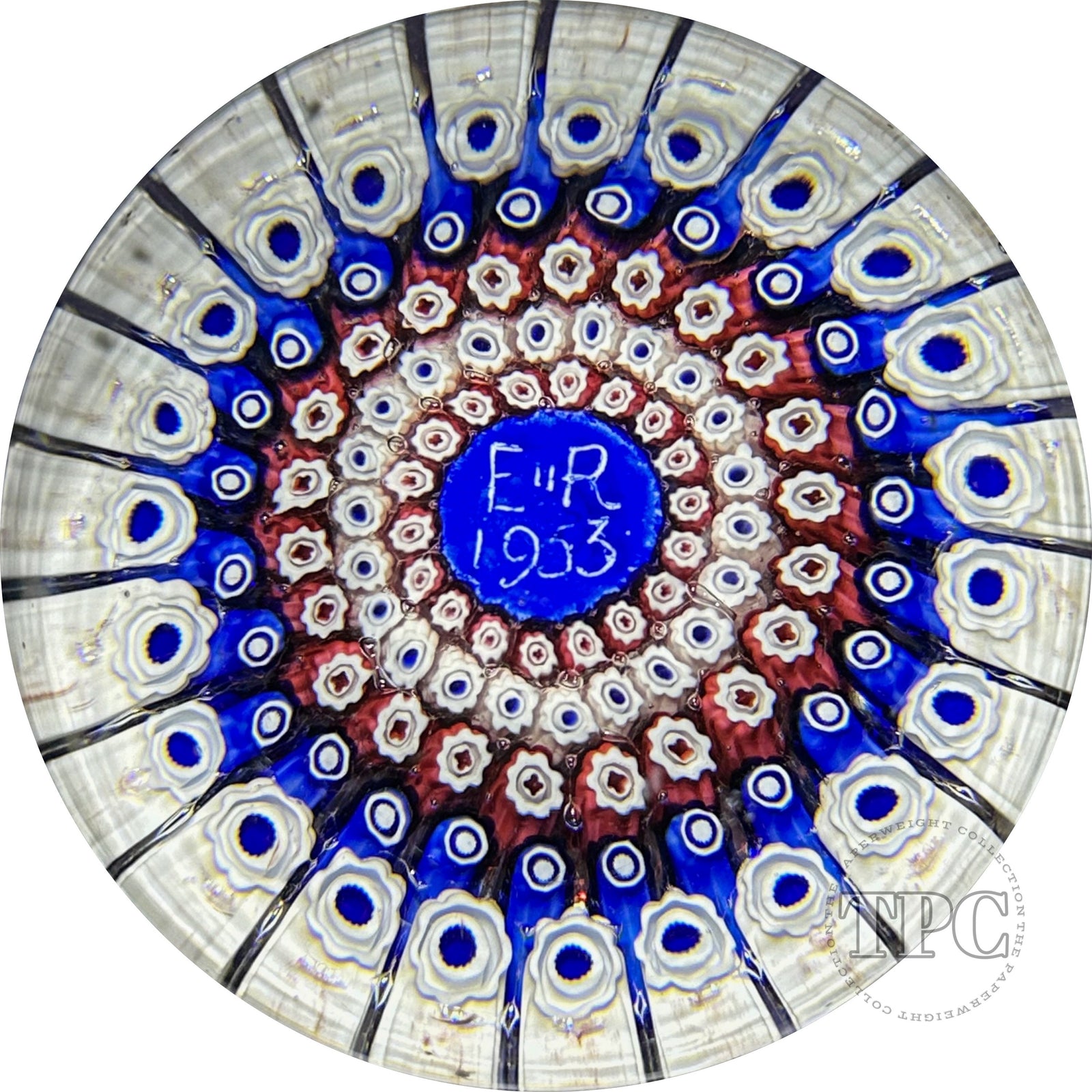 Vintage Whitefriars Art Glass Paperweight Concentric 1953 Elizabeth II Coronation