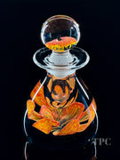 Caithness Glass Art Paperweight Bottle Orange Crimp Flower