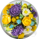 David Graeber 2025 Glass Art Paperweight Orb All Over 360° Flamework Flower Bouquet Purple Lilac, Yellow Roses, Daisies and More