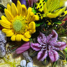 Ken Rosenfeld 2025 Glass Art Paperweight Naturalistic Flamework Wild Flowers on Sand Ground