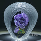 Melissa Ayotte 2023 Glass Art Paperweight Sculpture with Double-sided Flamework Purple Rose & Battuto Surface