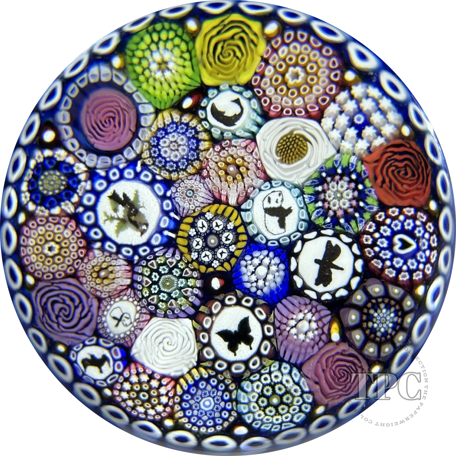 Miniature Michael Hunter Twists Studio 2025 Glass Art Paperweight Millefiori Closepack with Picture Murrine & Rose Canes