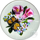 Ken Rosenfeld 2024 Glass Art Paperweight Flamework Monarch Butterfly Flower Bouquet