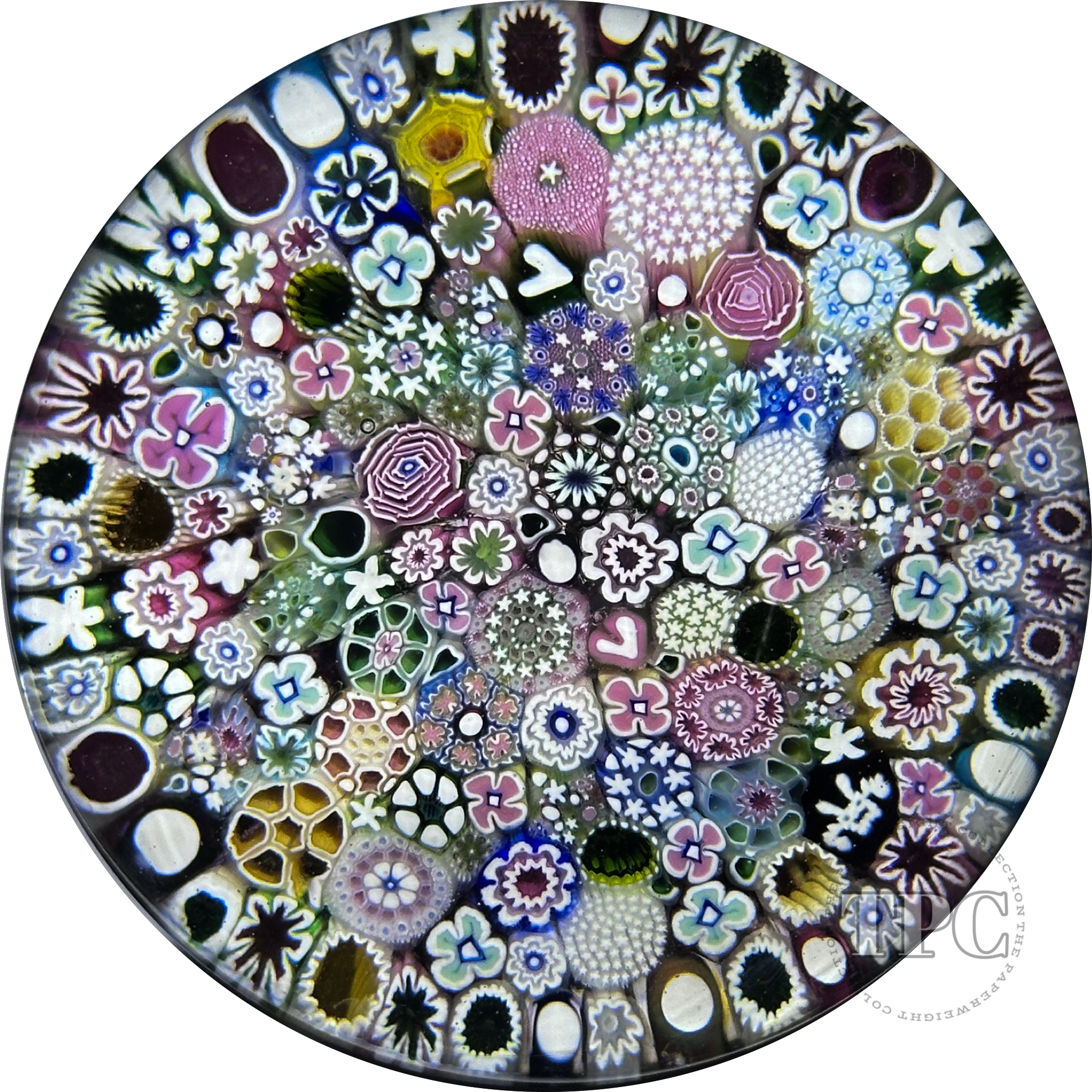 Damon MacNaught 2025 Magnum Glass Art Paperweight Complex Closepack Millefiori w/ Space Invader