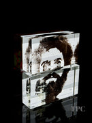 Damon MacNaught 2025 "Dualities" Diptych Self Portrait Glass Art Sculpture Slip Transfer Decorated & Coldworked