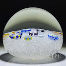 John Deacons 2014 Glass Art Paperweight Spaced Complex Millefiori on Upset White Muslin Lace Ground