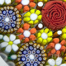 Miniature Michael Hunter Twists Studio 2025 Glass Art Paperweight Patterned Concentric Millefiori with Daises