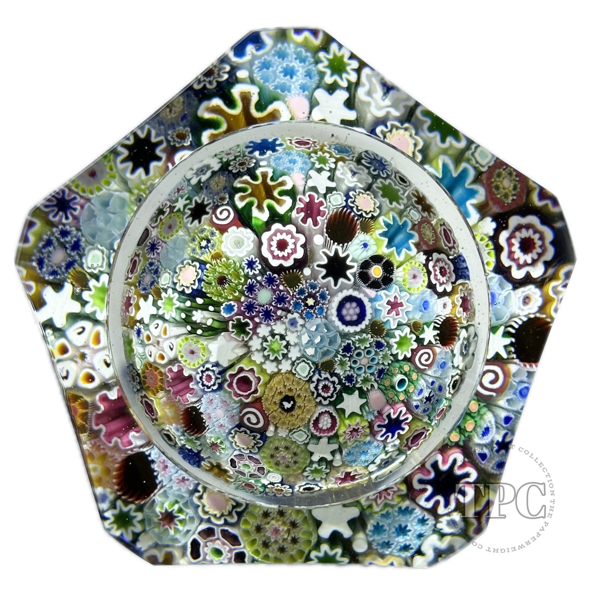 Damon MacNaught 2025 Faceted Magnum Glass Art Paperweight Complex Millefiori Closepack