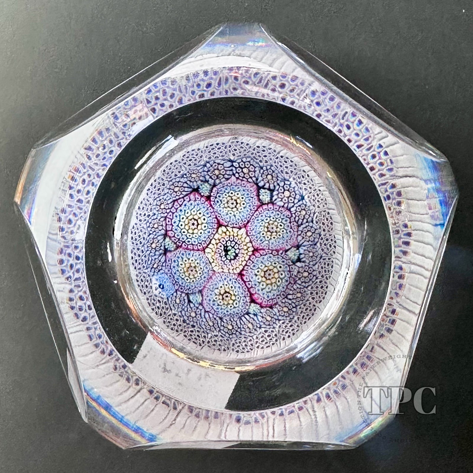 Whitefriars 1974 Faceted Glass Art Paperweight Patterned Complex Millefiori