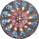 Vintage Vasart Glass Art Paperweight with Radial Millefiori & Filigree Twists on Pink