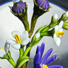 Chris Buzzini 1997 Glass Art Paperweight Flamework Interwoven Flower Bouquet 1 of 1
