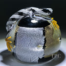 Michael Hunter 2023 Glass Art Paperweight Black & Gold Lizard