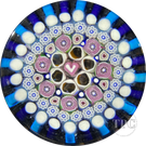 Damon MacNaught 2024 Glass Art Paperweight Concentric Complex Millefiori w/ Roses & Pink Heart Center