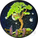 Mayauel Ward 2022 Glass Art Paperweight Compound Torchwork Tree on the Hill on a Moonlit Night Sky