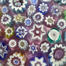 John Deacons Glass Art Paperweight Complex Millefiori Closepack on Lilac Ground