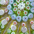 Early Perthshire Paperweights PP1 Radial Millefiori & Ribbon Twists on Yellow