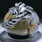 Michael Hunter 2023 Glass Art Paperweight Black & Gold Lizard