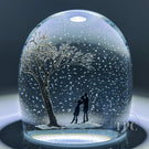 Alison Ruzsa 2023 Glass Art Sculpture Hand-Painted Enamels Winter Walk in the Snowfall