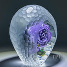 Melissa Ayotte 2023 Glass Art Paperweight Sculpture with Double-sided Flamework Purple Rose & Battuto Surface