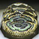 Whitefriars Fancy Faceted Glass Art Paperweight with Colorful Concentric Millefiori