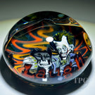 Stephen Boehme 2024 Glass Art Paperweight Figural Murrine Batman and Joker on Wig-wag