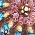 Vintage Vasart Glass Art Paperweight with Radial Millefiori & Filigree Twists on Pink